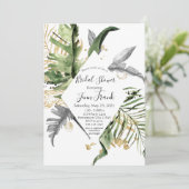 Gold Tropical Floral Bridal Shower Kaart (Staand voorkant)