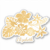 Gold Tropical Floral laat persoonlijke voorsprong Sticker (Voorkant)
