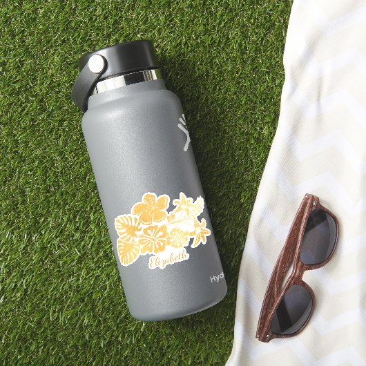 Gold Tropical Floral laat persoonlijke voorsprong Sticker (HydroFlask Insitu)