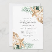 Gold Tropical Flower Bridal Shower-uitnodiging Kaart (Voorkant)