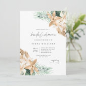 Gold Tropical Flower Bridal Shower-uitnodiging Kaart (Staand voorkant)