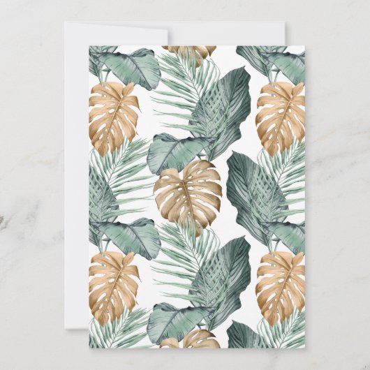 Gold Tropical Flower Bridal Shower-uitnodiging Kaart (Achterkant)