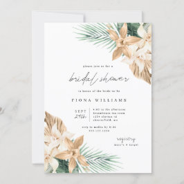 Gold Tropical Flower Bridal Shower-uitnodiging Kaart