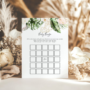Gold Tropical Foliage Baby Bingo Shower Game