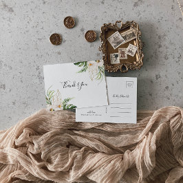 Gold Tropical Foliage Floral Dank je Briefkaart