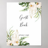 Gold Tropical Foliage Floral Guest Book Sign Poster (Voorkant)