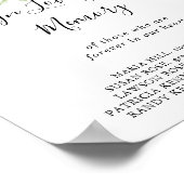 Gold Tropical Foliage Floral in Loving Memory Sign Poster (Hoek)