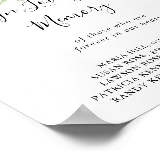 Gold Tropical Foliage Floral in Loving Memory Sign Poster (Hoek)