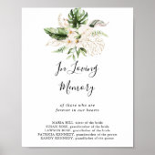 Gold Tropical Foliage Floral in Loving Memory Sign Poster (Voorkant)
