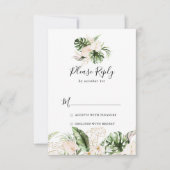 Gold Tropical Foliage Floral RSVP Kaartje (Voorkant)