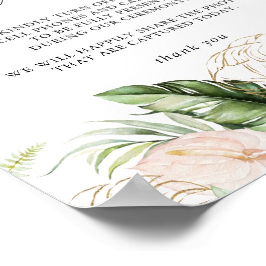 Gold Tropical Foliage Floral Unplugged Ceremony Poster (Hoek)