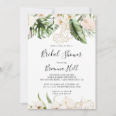 Gold Tropical Foliage Floral Vrijgezellenfeest Kaart (Voorkant)