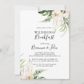 Gold Tropical Foliage Floral Weddenschap Breakfast Kaart (Voorkant)