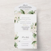 Gold Tropical Foliage Floral Wedding All In One Uitnodiging (Binnen)