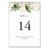 Gold Tropical Foliage Floral Wedding Kaart (Achterkant)