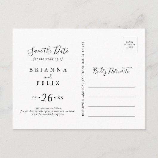 Gold Tropical Foliage Horizontal Save the Date Briefkaart (Achterkant)