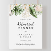 Gold Tropical Foliage Rehearings Dinner Welcome Poster