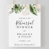 Gold Tropical Foliage Rehearings Dinner Welcome Poster