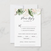 Gold Tropical Foliage Wedding Menu Keuze RSVP (Voorkant)