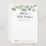 Gold Tropical Green Leaves Wedding Well Wishes Advieskaart<br><div class="desc">Deze gouden tropische groene blaadjes bruiloft wil een goede kaart voor een eenvoudige bruiloft. Het ontwerp is voorzien van met de hand geschilderde, mooie groene bladeren, die een gouden geometrische lijst bijbrengen. Deze kaarten zijn perfect voor een bruiloft, vrijgezellenfeest, baby shower, graduatiedag en nog veel meer. Pas de kaarten aan...</div>