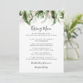 Gold Tropical Green Wedding Kissing Menu Game Kaar (Staand voorkant)