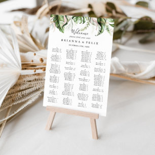 Gold Tropical Greenery Alfabetical Seating Chart Poster