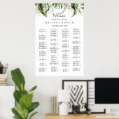 Gold Tropical Greenery Alfabetical Seating Chart Poster (Thuiskantoor)