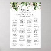 Gold Tropical Greenery Alfabetical Seating Chart Poster (Voorkant)