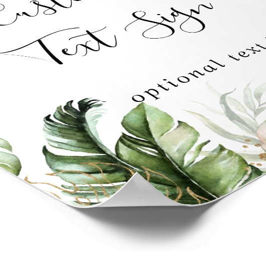 Gold Tropical Greenery Custom Text Sign Poster (Hoek)