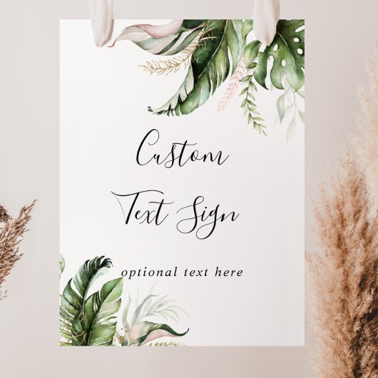 Gold Tropical Greenery Custom Text Sign Poster