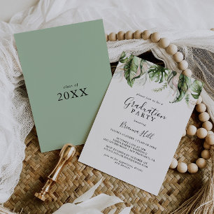 Gold Tropical Greenery Graduy Party Kaart