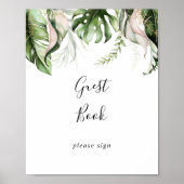 Gold Tropical Greenery Guest Book Sign Poster (Voorkant)