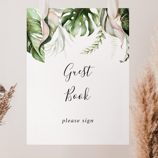 Gold Tropical Greenery Guest Book Sign Poster