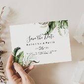 Gold Tropical Greenery Horizontal Wedding Save The Date
