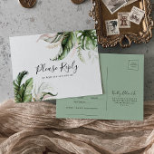 Gold Tropical Greenery Menu Keuze RSVP Briefkaart