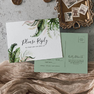 Gold Tropical Greenery Menu Keuze RSVP Briefkaart