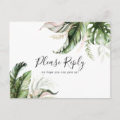 Gold Tropical Greenery Menu Keuze RSVP Briefkaart (Voorkant)