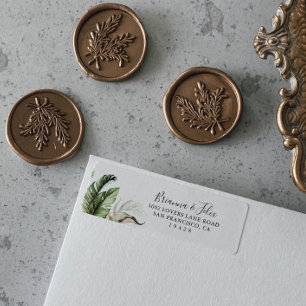 Gold Tropical Greenery Return Address Label