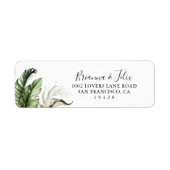 Gold Tropical Greenery Return Address Label (Voorkant)