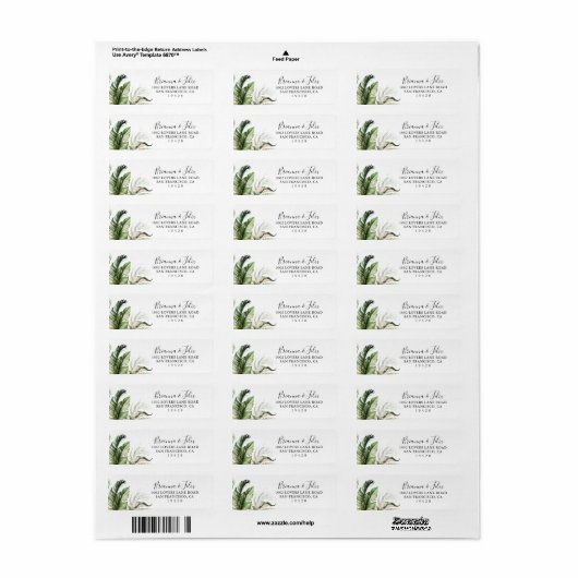Gold Tropical Greenery Return Address Label (Full Sheet)