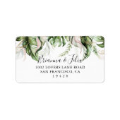 Gold Tropical Greenery Wedding RSVP-adreslabel Etiket (Voorkant)