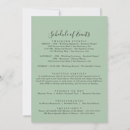 Gold Tropical Greenery Wedding Welcome Letter (Achterkant)