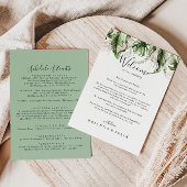 Gold Tropical Greenery Wedding Welcome Letter