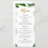 Gold Tropical Leaves Menu (Voorkant / Achterkant)