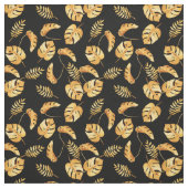 Gold Tropical Leaves Pattern Stof (Swatch)