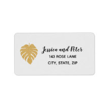 Gold Tropical Monstera Leaf Return Label