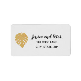 Gold Tropical Monstera Leaf Return Label