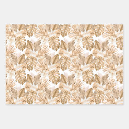 Gold Tropical Monstera Palms Inpakpapier Vel