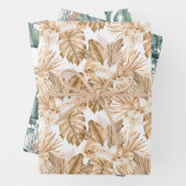 Gold Tropical Monstera Palms Inpakpapier Vel (In situ)