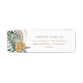 Gold Tropical Oasis Destination Wedding Etiket (Voorkant)